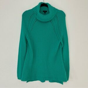 Talbots Womens Size Petite Large Turtleneck Sweater Turquoise Lambswool Blend Lp